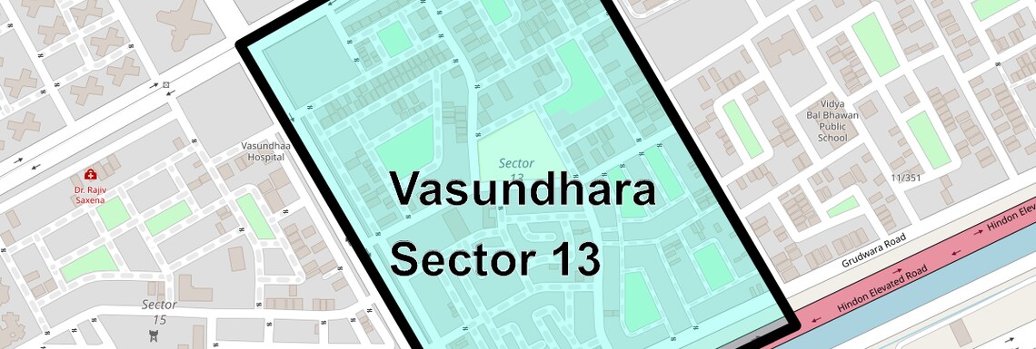 Location Map of Vasundhara Sector 13, Ghaziabad