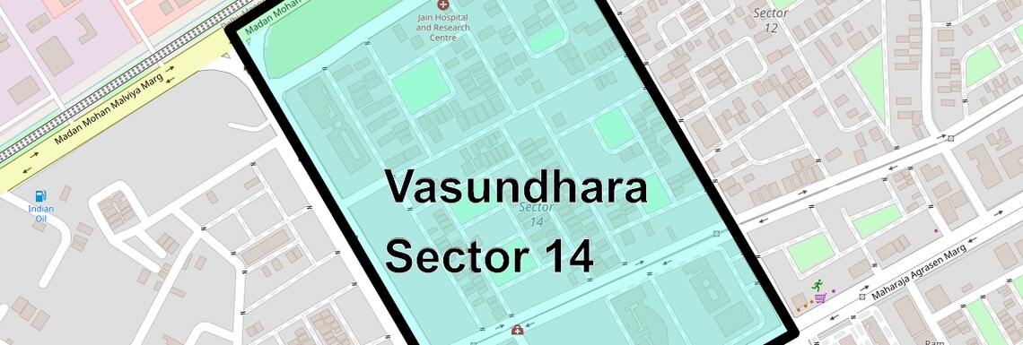 Location Map of Vasundhara Sector 14, Ghaziabad