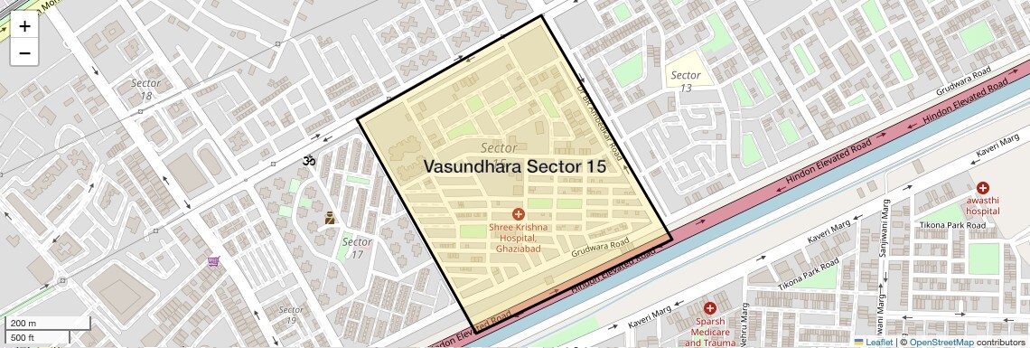 Location Map of Vasundhara Sector 15, Ghaziabad