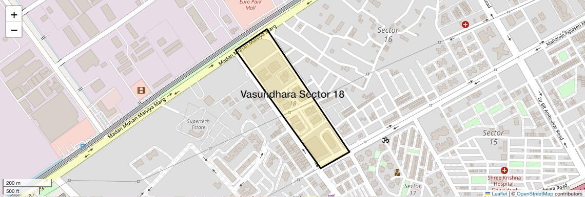 Location Map of Vasundhara Sector 18, Ghaziabad