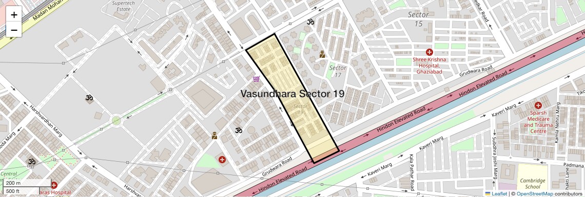 Location Map of Vasundhara Sector 19, Ghaziabad