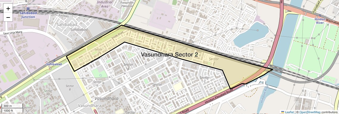 Location Map of Vasundhara Sector 2, Ghaziabad