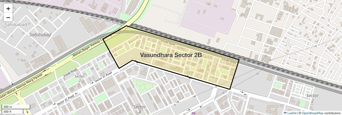 Location Map of Vasundhara Sector 2B, Ghaziabad