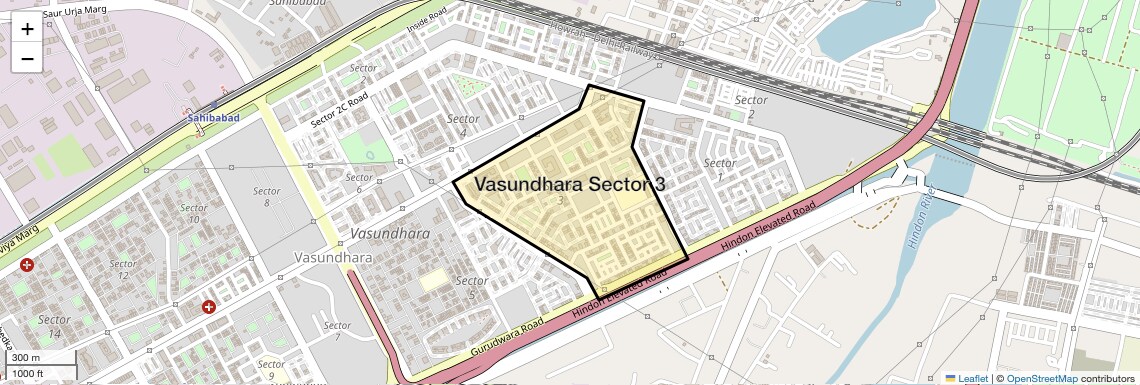 Location Map of Vasundhara Sector 3, Ghaziabad
