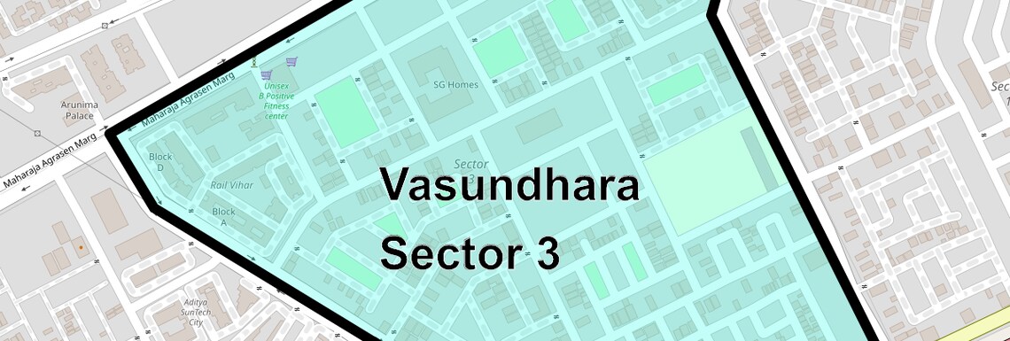 Location Map of Vasundhara Sector 3, Ghaziabad