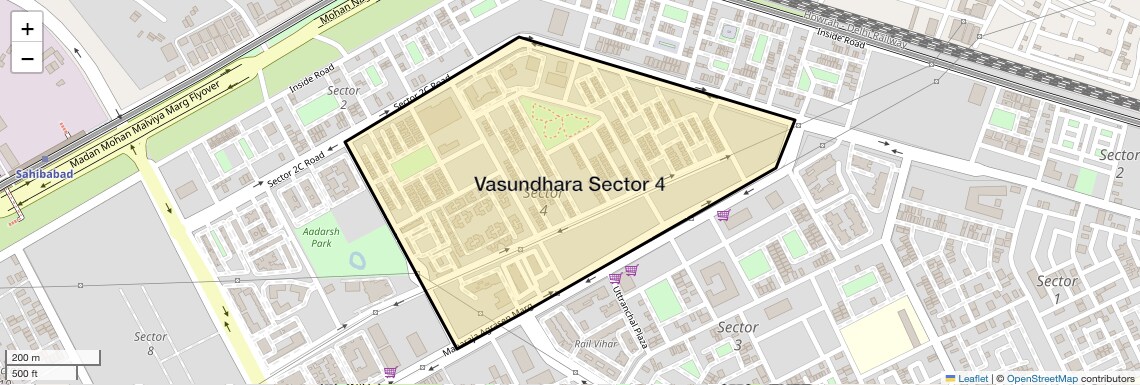 Location Map of Vasundhara Sector 4, Ghaziabad