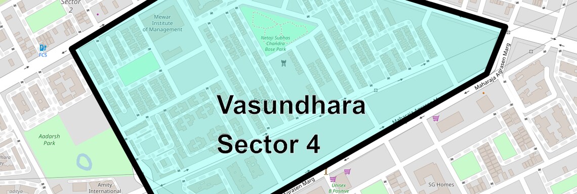 Location Map of Vasundhara Sector 4, Ghaziabad