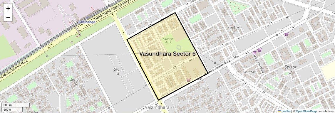 Location Map of Vasundhara Sector 6, Ghaziabad