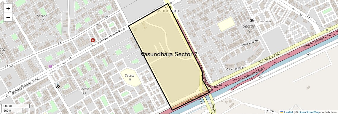 Location Map of Vasundhara Sector 7, Ghaziabad
