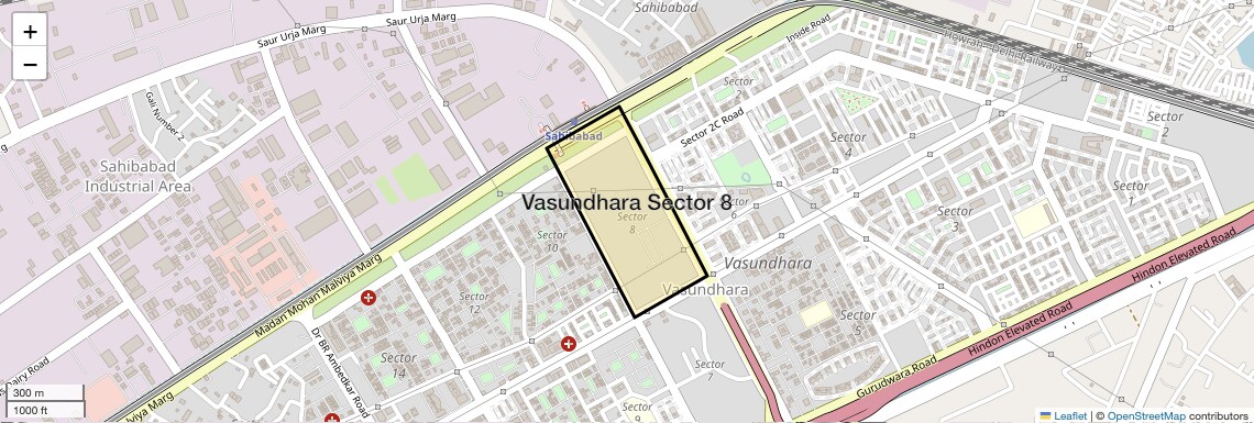 Location Map of Vasundhara Sector 8, Ghaziabad