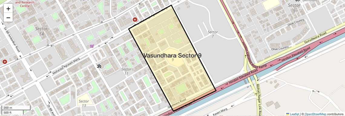Location Map of Vasundhara Sector 9, Ghaziabad