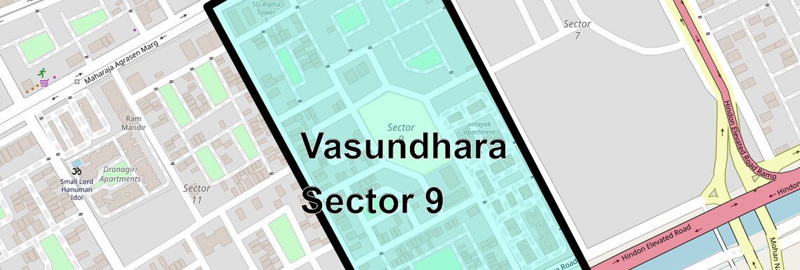 Location Map of Vasundhara Sector 9, Ghaziabad