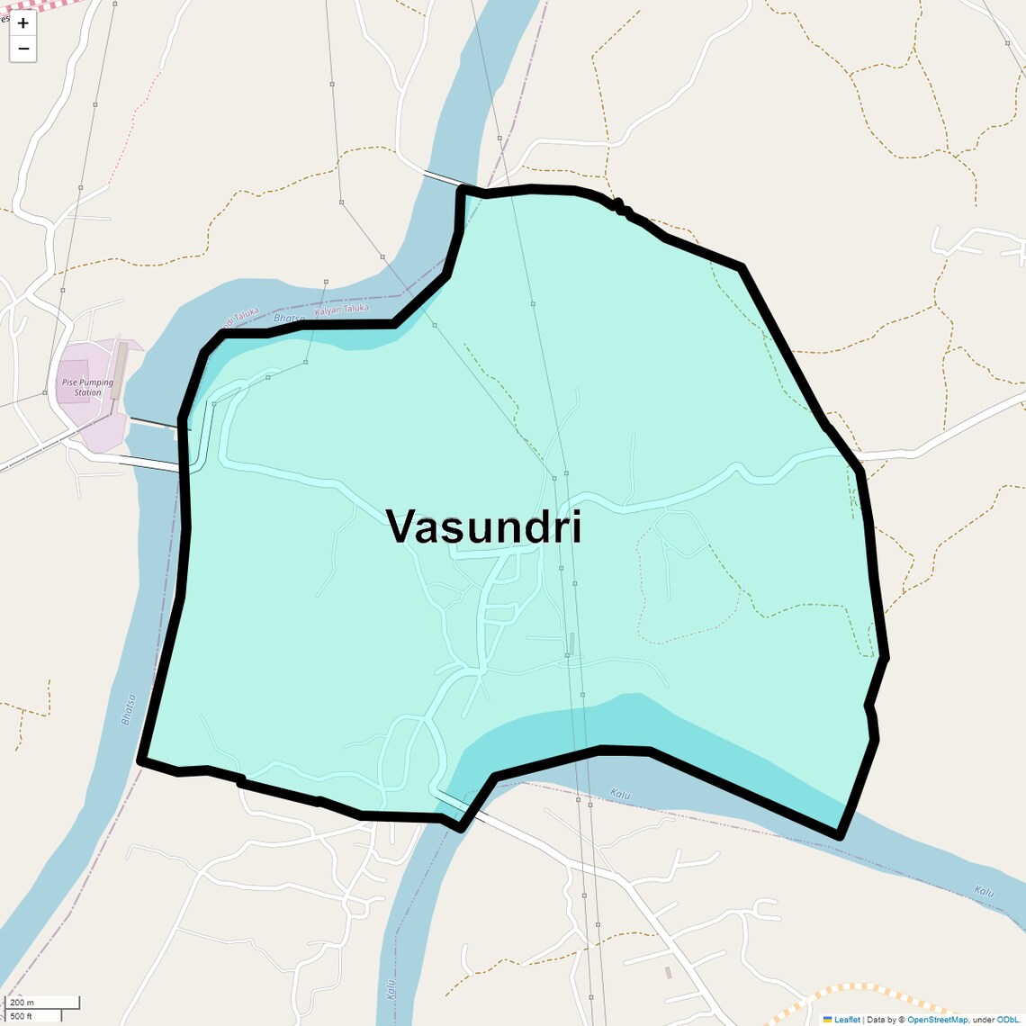 Location Map of Vasundri, Thane