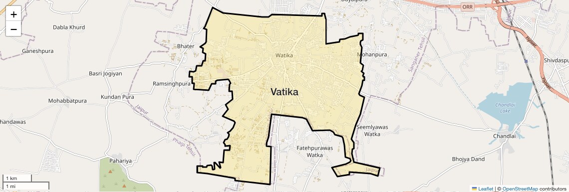 Location Map of Vatika, Jaipur