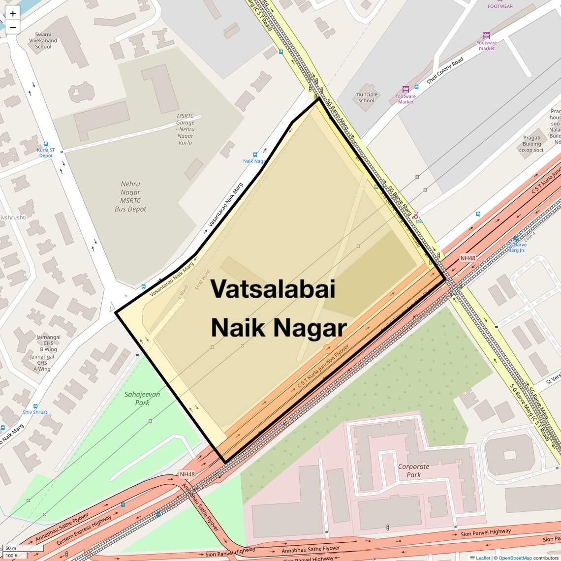 Location Map of Vatsalabai Naik Nagar, Mumbai