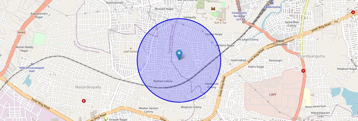 Location Map of Vattapally, Hyderabad