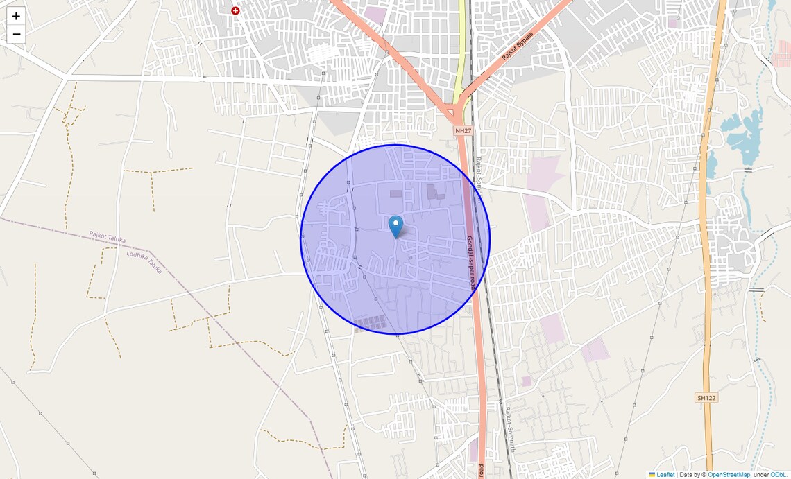 Location Map of Vavdi, Rajkot