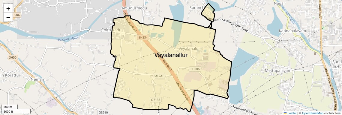 Location Map of Vayalanallur, Chennai