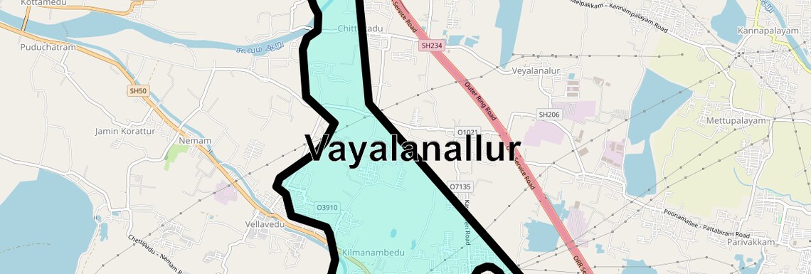 Location Map of Vayalanallur, Chennai