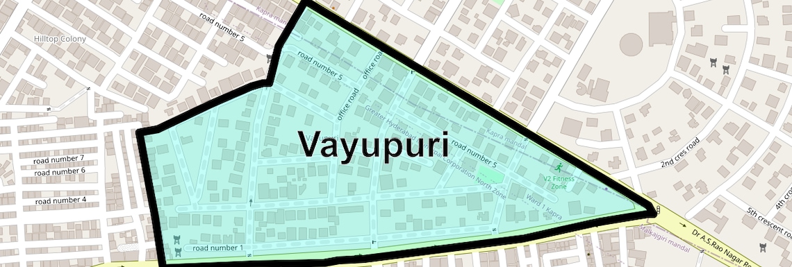 Location Map of Vayupuri, Hyderabad