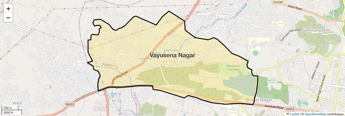 Location Map of Vayusena Nagar, Nagpur
