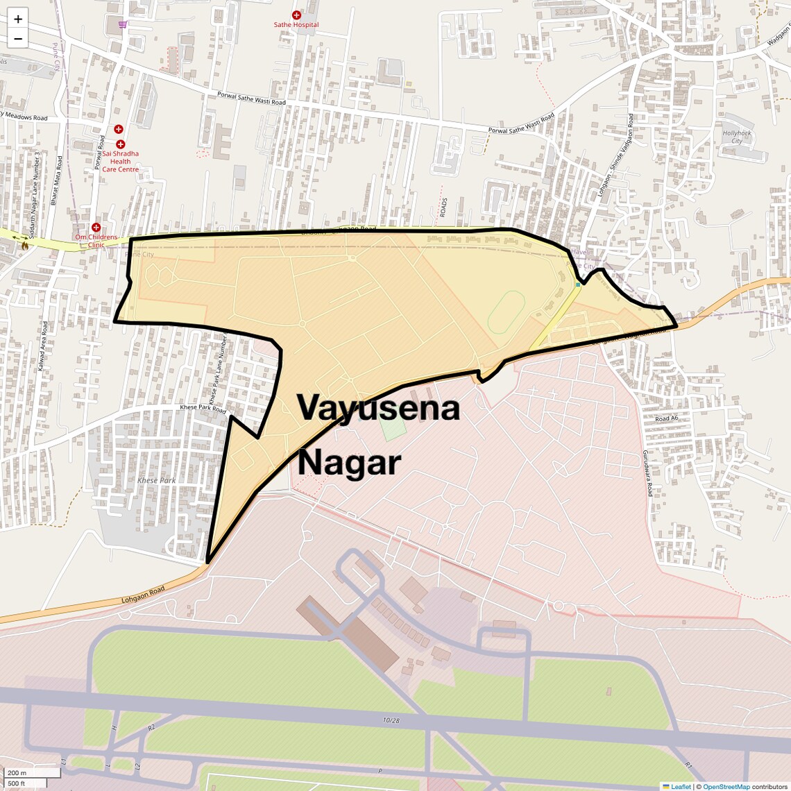 Location Map of Vayusena Nagar, Pune