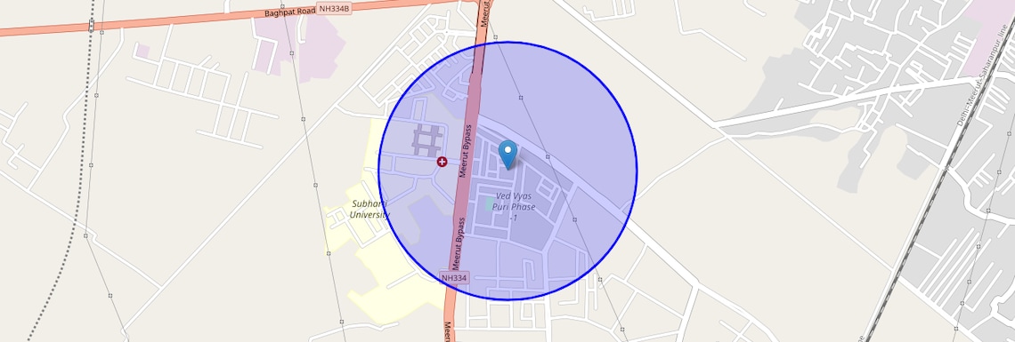 Location Map of Ved Vyas Puri -Phase 1, Meerut