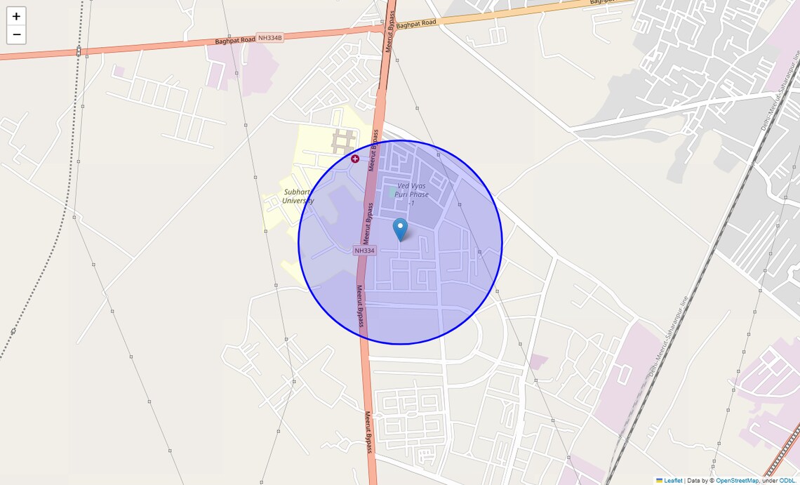 Location Map of Ved Vyas Puri -Phase 2, Meerut