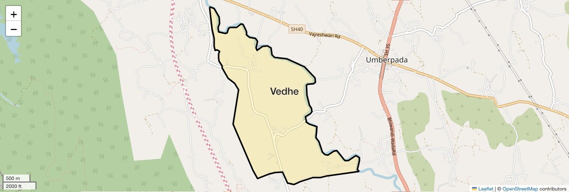 Location Map of Vedhe, Thane