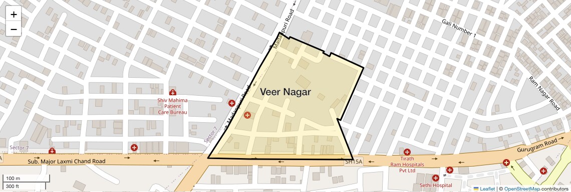 Location Map of Veer Nagar, Gurgaon