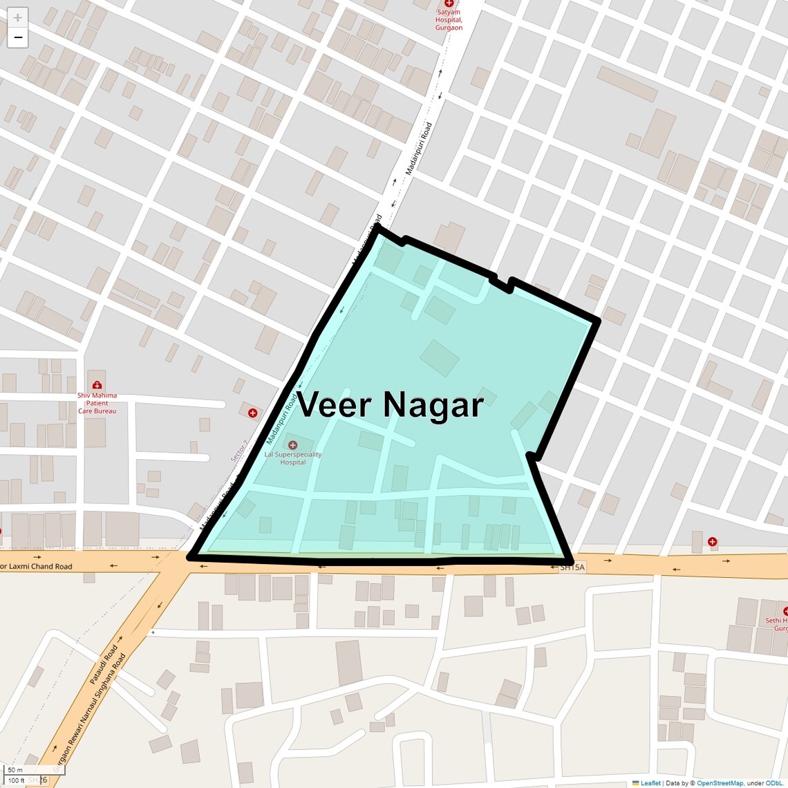 Location Map of Veer Nagar, Gurgaon