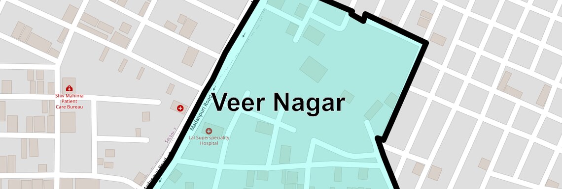 Location Map of Veer Nagar, Gurgaon