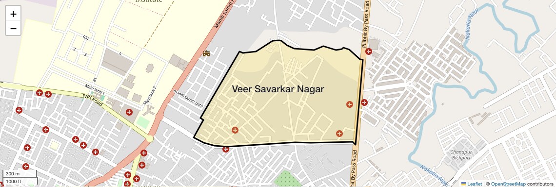 Location Map of Veer Savarkar Nagar, Bareilly