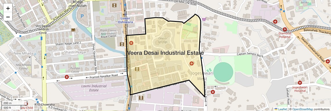 Location Map of Veera Desai Industrial Estate, Mumbai