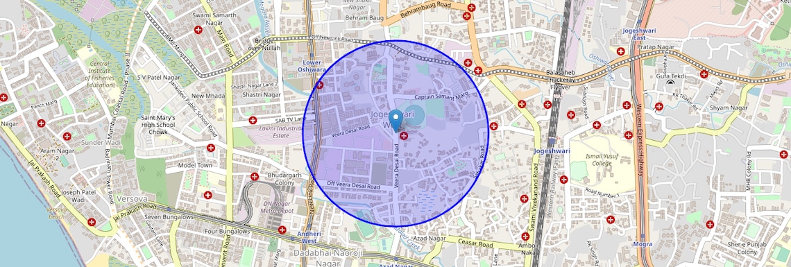 Location Map of Veera Desai Road, Mumbai
