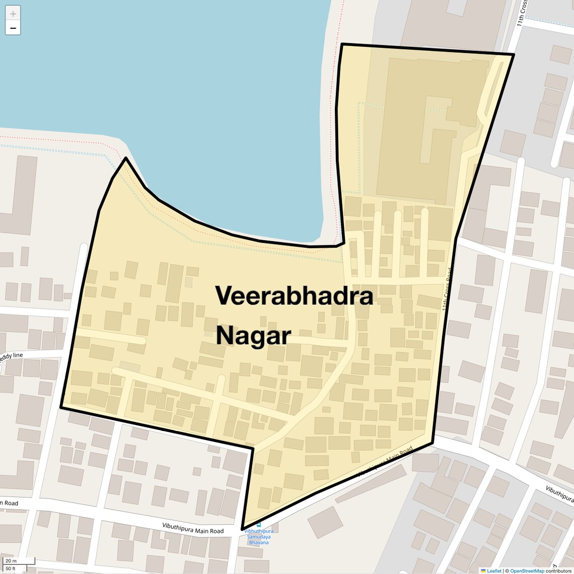 Location Map of Veerabhadra Nagar, Bangalore