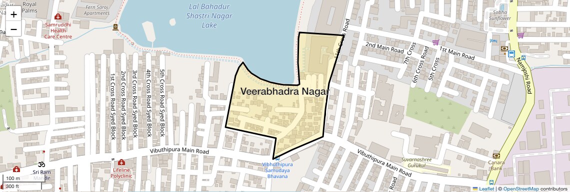 Location Map of Veerabhadra Nagar, Bangalore