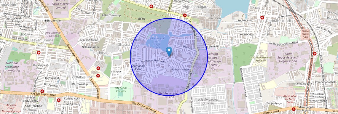 Location Map of Veerabhadra Nagar, Bangalore