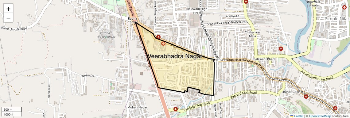 Location Map of Veerabhadra Nagar, Pune