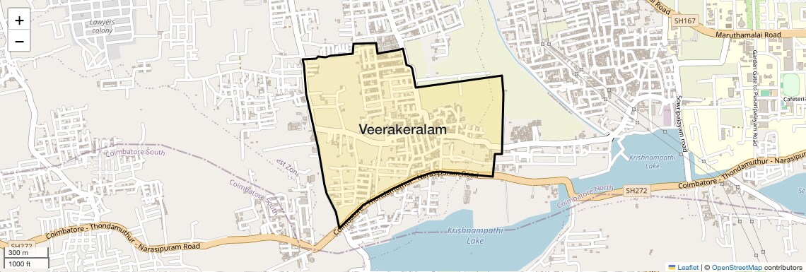 Location Map of Veerakeralam, Coimbatore