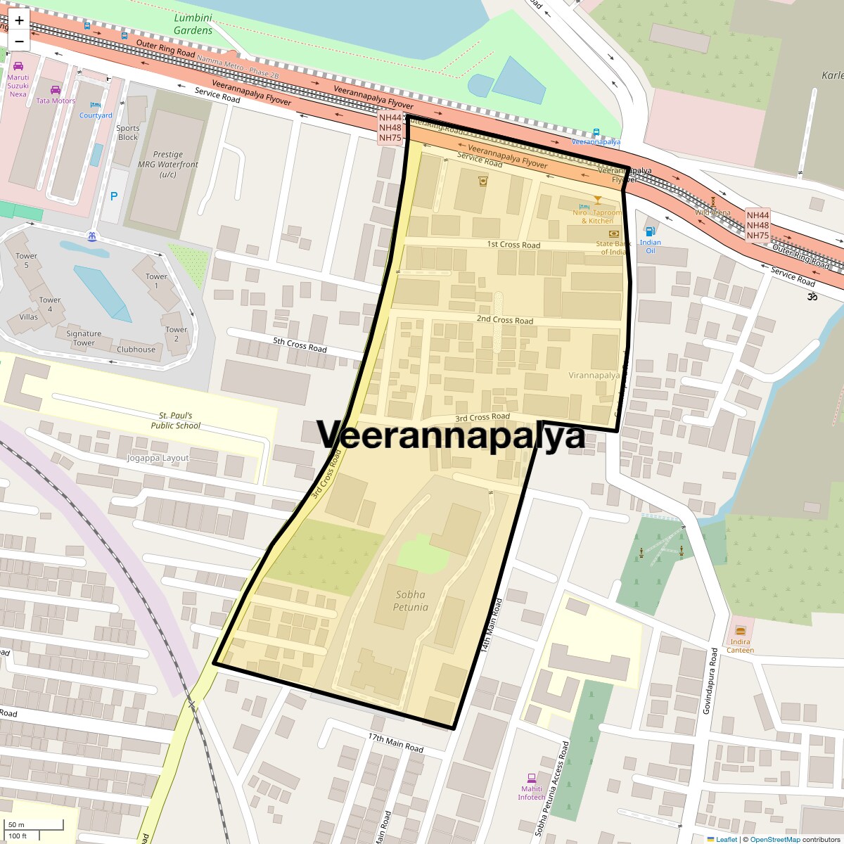 Location Map of Veerannapalya, Bangalore