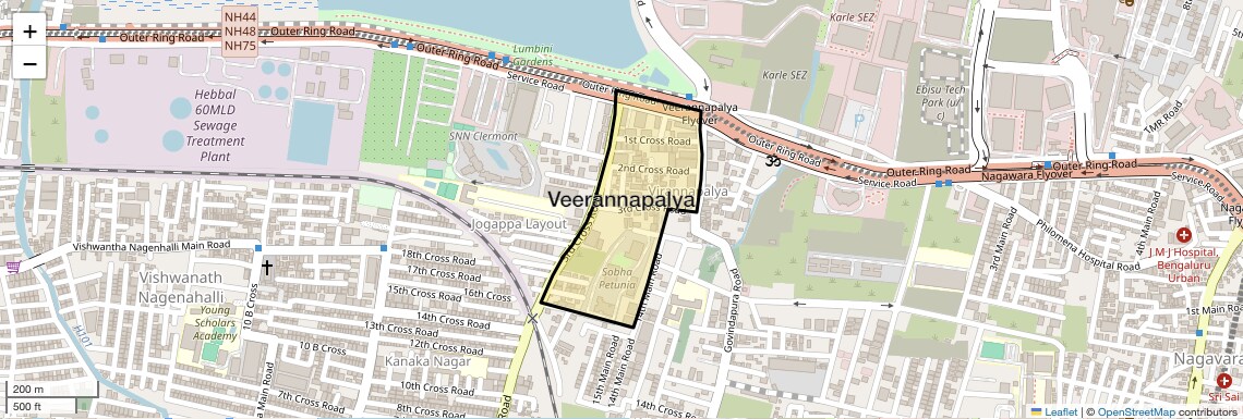 Location Map of Veerannapalya, Bangalore