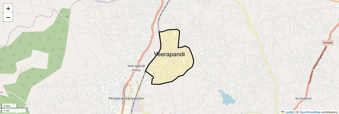 Location Map of Veerapandi, Coimbatore