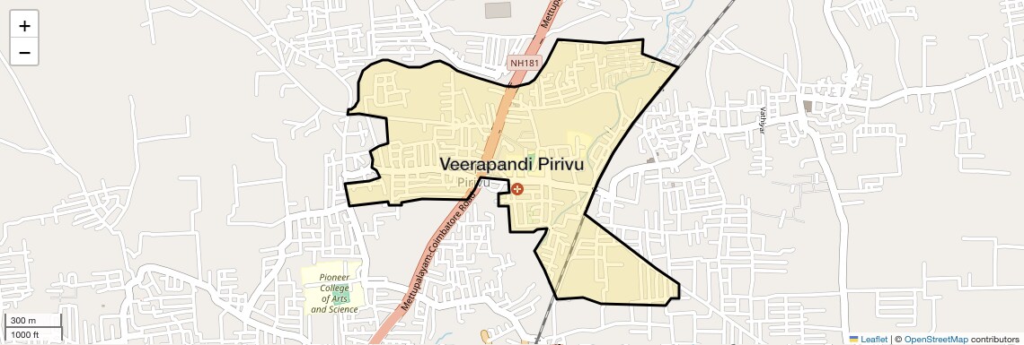 Location Map of Veerapandi Pirivu, Coimbatore