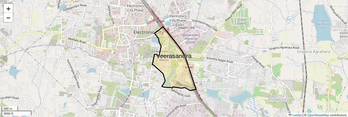 Location Map of Veerasandra, Bangalore