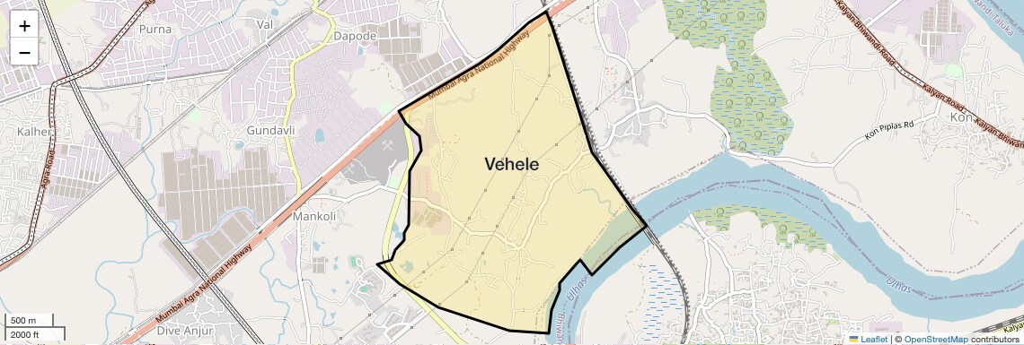 Location Map of Vehele, Thane