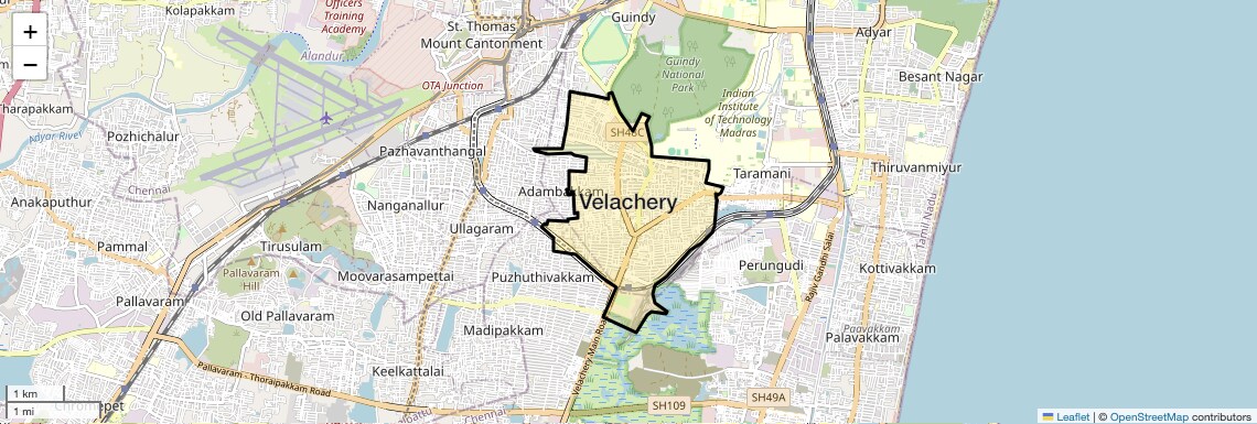 Location Map of Velachery, Chennai