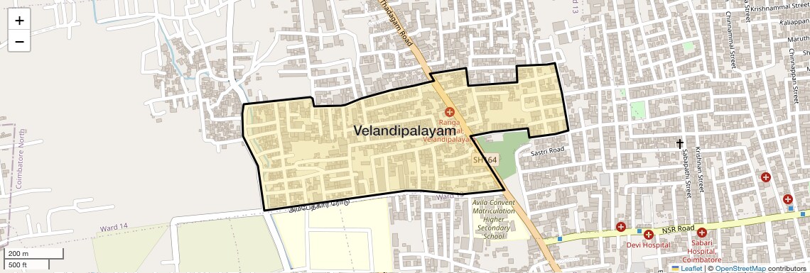 Location Map of Velandipalayam, Coimbatore