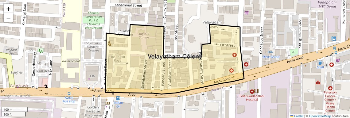 Location Map of Velayutham Colony, Chennai