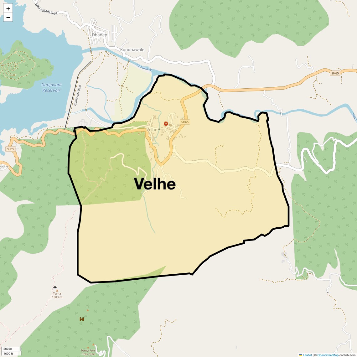 Location Map of Velhe, Pune